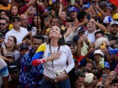 Supporters of American backed Venezuelan opposition leader Maria Corina Machado march in several foreign cities